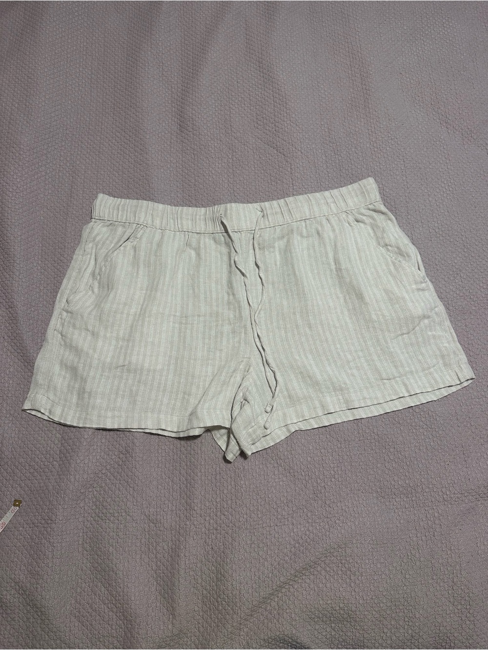 Xxxl women’s Time and Tru Cream Striped Linen-Blend Lounge Shorts